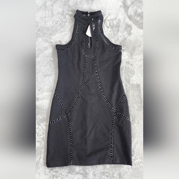 Women's Windsor In Stitches Bodycon Mini Dress | Black | Size L Large Sleeveless - Picture 8 of 13